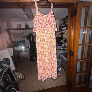 Roz & Ali Women's Plus Size 20 Maxi Dress Ruffle Top Sundress Yellow EUC